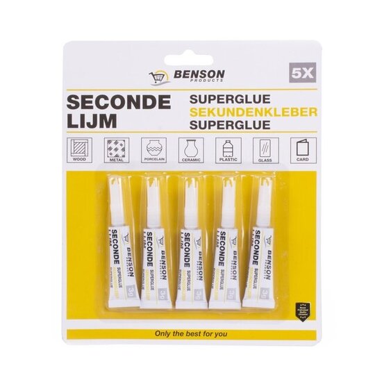 Secondelijm - 5 delig - 3 gram - Lijm - Benson