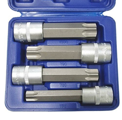 Torxdoppen met gat - 4 delig - 1/2 inch aansluiting - T70 tot T100 - SATRA