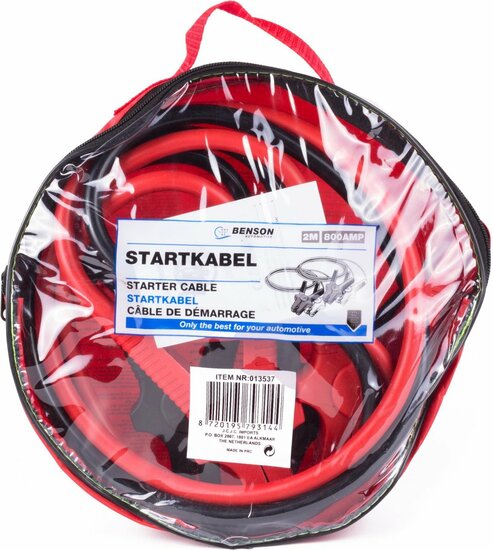 Startkabels, Accukabels 800 Ampere, 2 meter, Benson