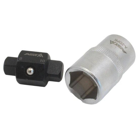 Carterplug dop - 8 en 10 mm - Olieaftap dop - Carter plug sleutel - ASTA