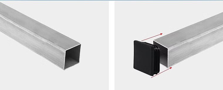 Vierkant insteekdop - 16x16mm - Lichtgewicht geribbelde eindkap - Inslagdop - Kunststofdop