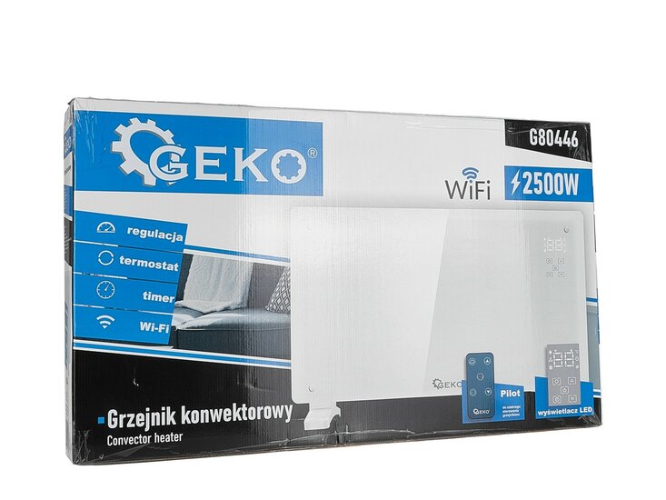 Witte verwarmingspaneel met LCD scherm - 2500 Watt - Convectorkachel - Wifi - GEKO