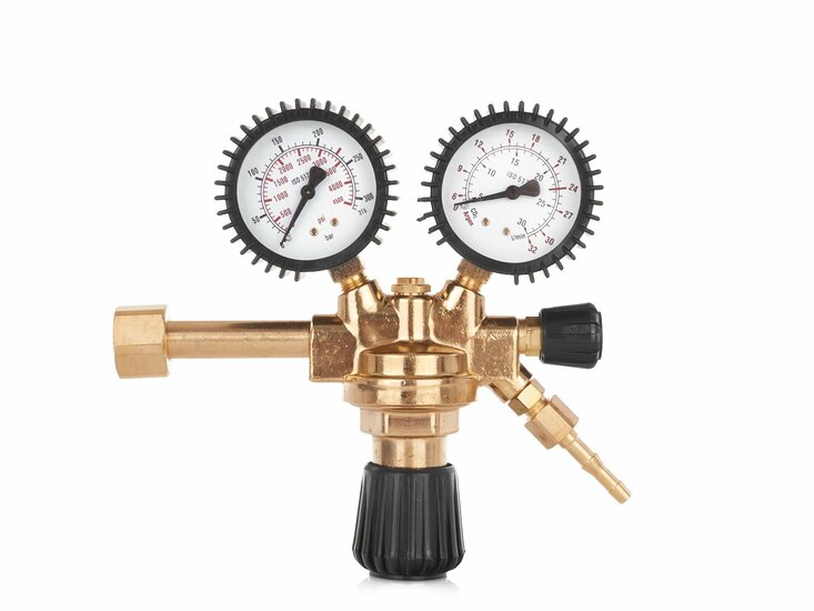  co2 reduceertoestel - reduceer ventiel - dubbele manometer - argon - geko