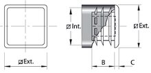 Vierkant insteekdop - 16x16mm - Lichtgewicht geribbelde eindkap - Inslagdop - Kunststofdop