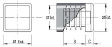 Vierkant insteekdop - 28x28mm - 20 stuks - Standaard geribbelde eindkap - Inslagdop - Kunststofdopteekdop - 25x25mm - 20 stuks 