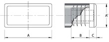 Rechthoek insteekdop - 60x30mm - 10 stuks - Standaard geribbelde eindkap - Inslagdop - Kunststofdop (AANH-07168).