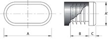 Ovale insteekdop - 20x40mm - 20 stuks - Vlak geribbelde eindkap - Inslagdop - Kunststofdop