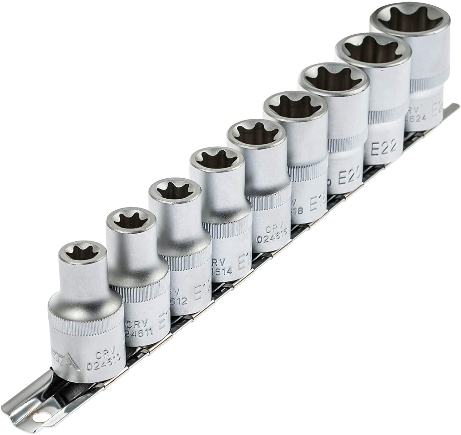 E-Torxdoppen set met doppenrail - 9 delig - Inwendige torxdoppen - Torx dop - ASTA