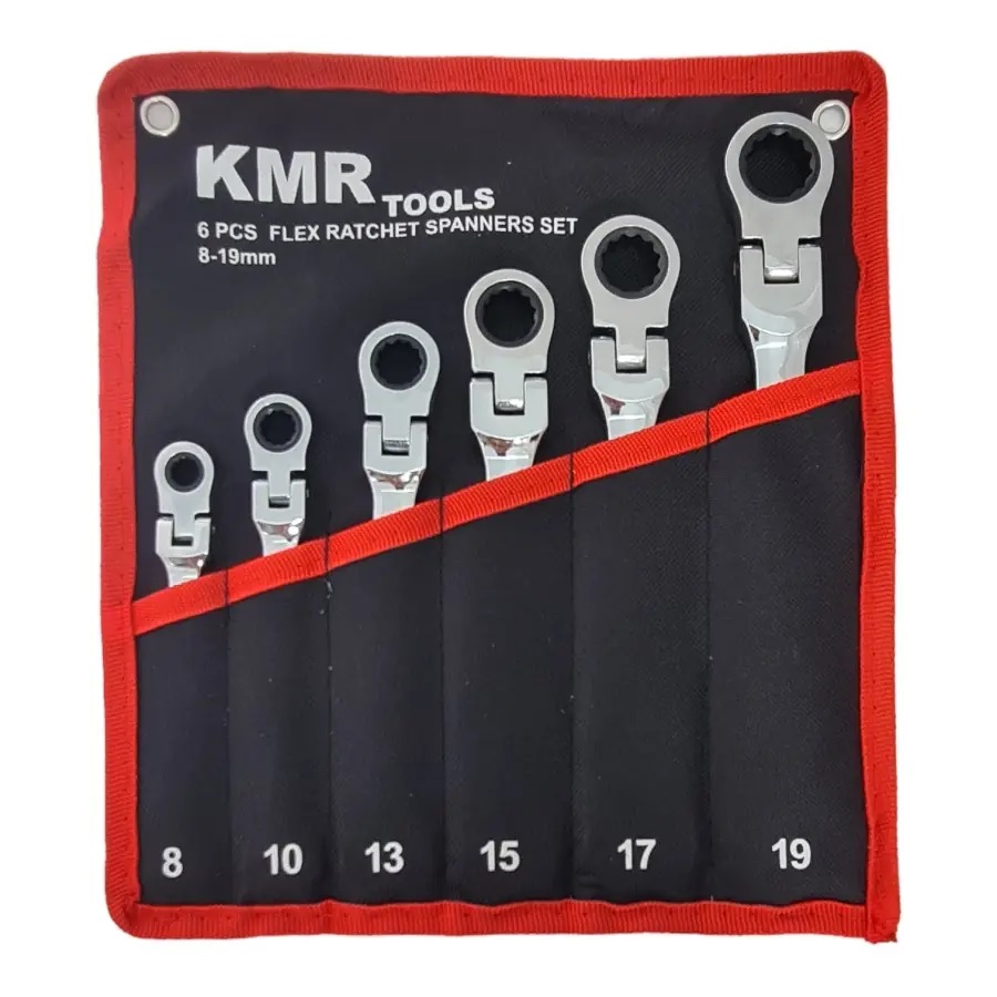 Flex steek ringratel sleutel set - 6 delig - Sleutelset - KMR Tools