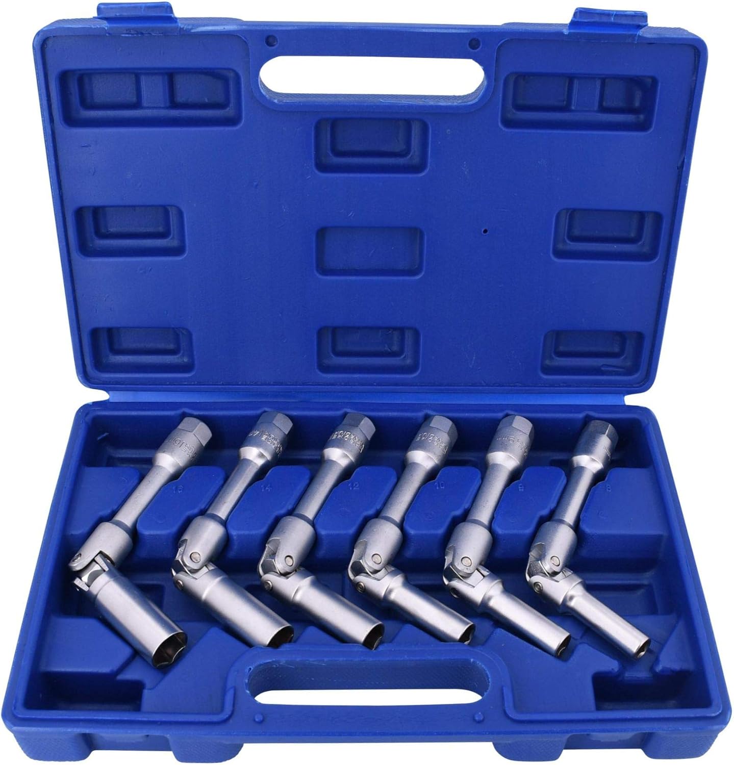 Verlengde bougiesleutel set - 3/8'' aansluiting - Bougie dop - Knikbaar - 8 tot 16 mm - Bougiedoppen