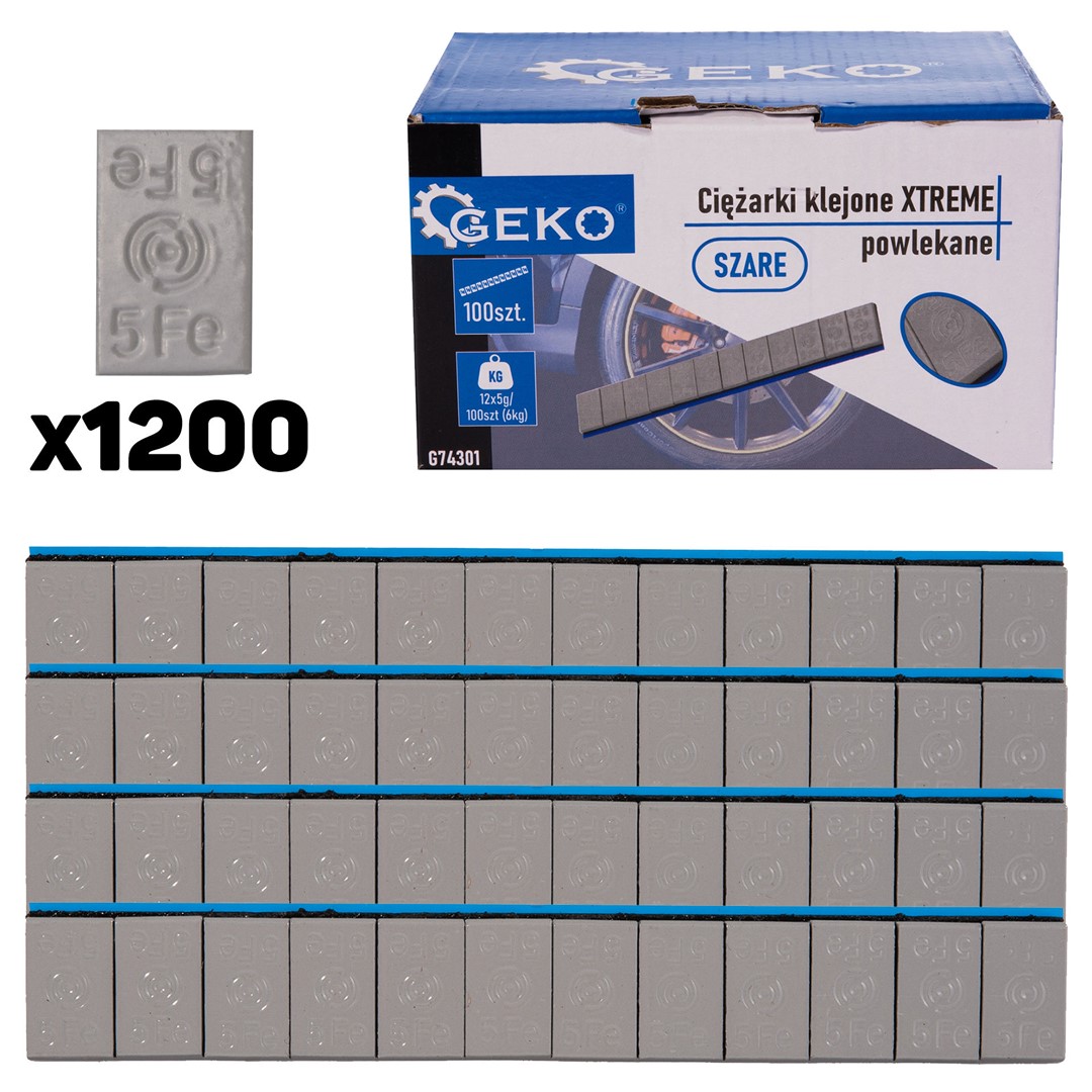 Plaklood grijs - 12x5 gram - Kleefgewicht - 100 strips - Plakgewicht - Balanceer lood - GEKO